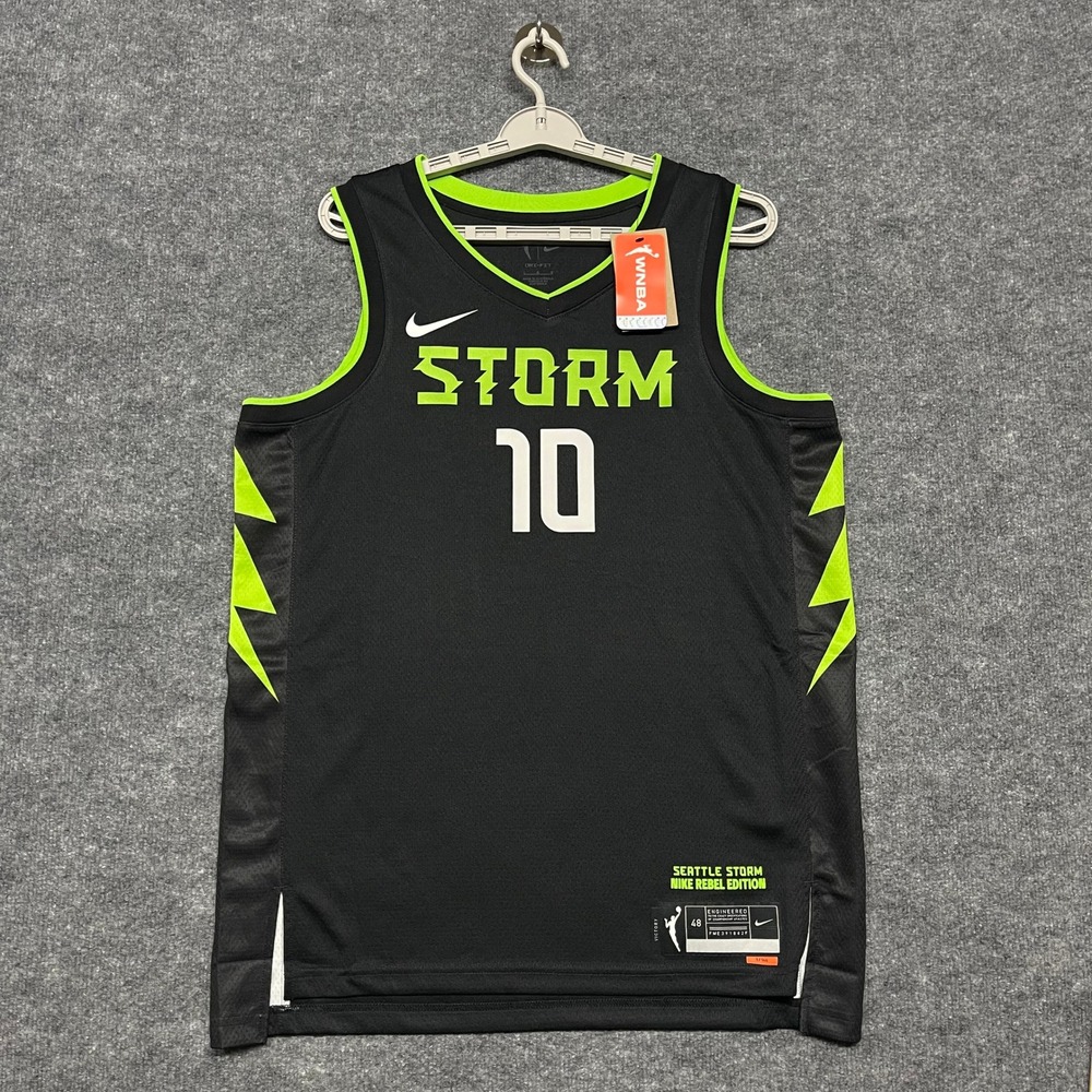 Seattle Storm Jersey Womens Large Black Neon #10 Sue Bird Rebel Edition WNBA